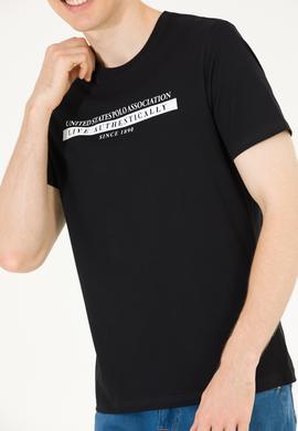 Erkek Siyah Bisiklet Yaka Tişört - 50263284034