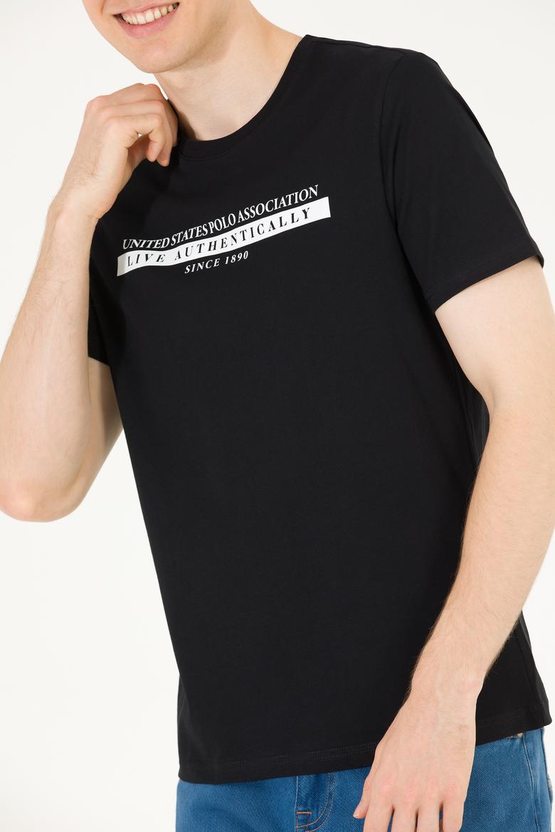 Erkek Siyah Bisiklet Yaka Tişört - 50263284034