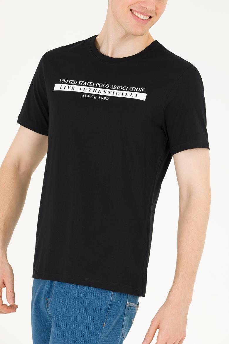 Erkek Siyah Bisiklet Yaka Tişört - 50263284034