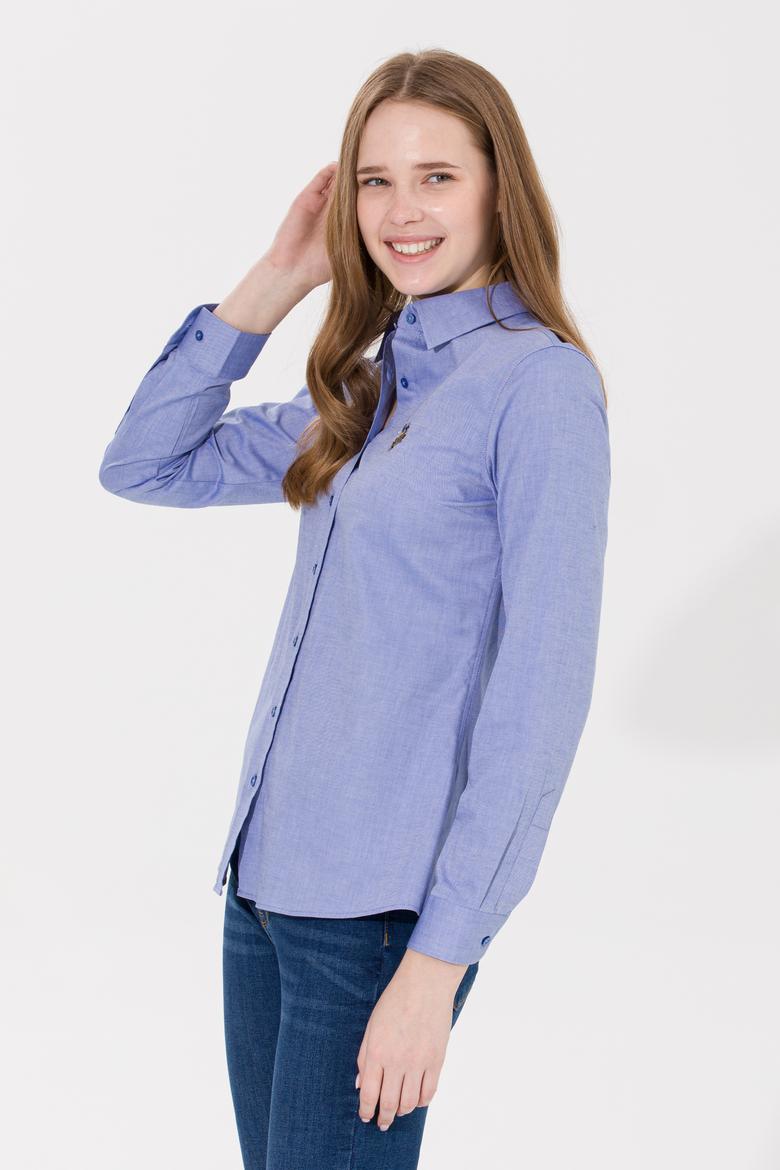 Kadın Saks Uzun Kollu Basic Gömlek - 50254249022