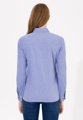 Kadın Saks Uzun Kollu Basic Gömlek - 50254249022