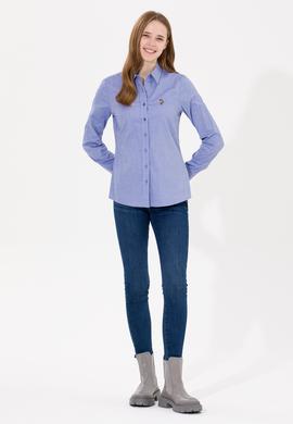 Kadın Saks Uzun Kollu Basic Gömlek - 50254249022