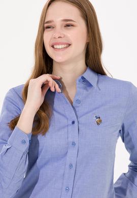 Kadın Saks Uzun Kollu Basic Gömlek - 50254249022