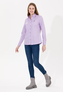 Kadın Lila Uzun Kollu Basic Gömlek - 50254249078