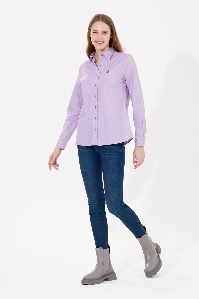 Kadın Lila Uzun Kollu Basic Gömlek - 50254249078