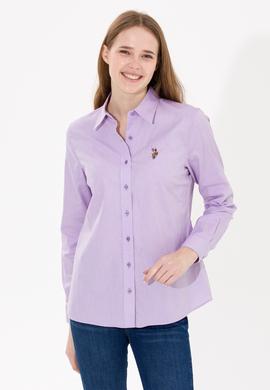 Kadın Lila Uzun Kollu Basic Gömlek - 50254249078