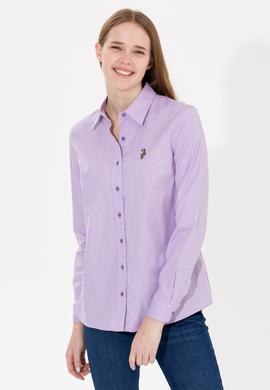 Kadın Lila Uzun Kollu Basic Gömlek - 50254249078