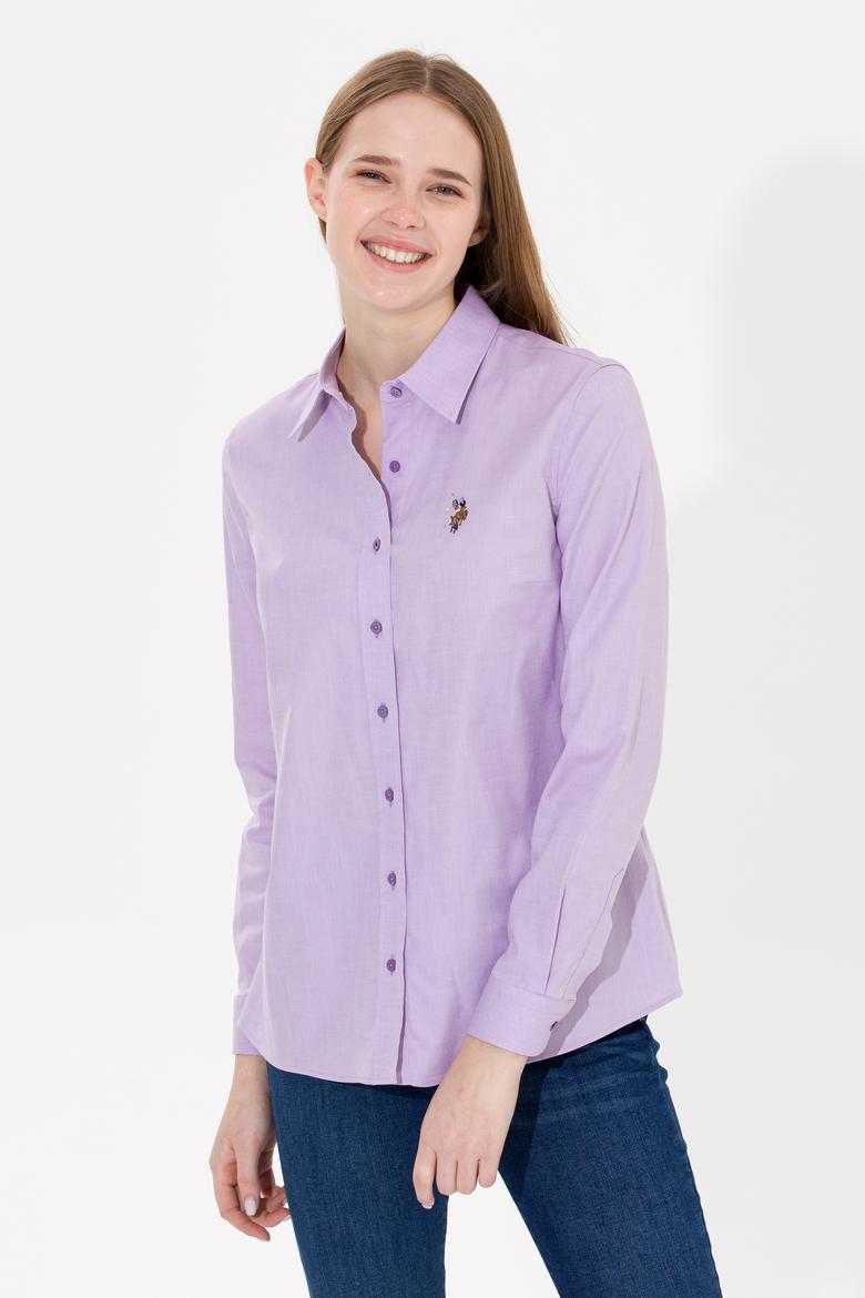 Kadın Lila Uzun Kollu Basic Gömlek - 50254249078