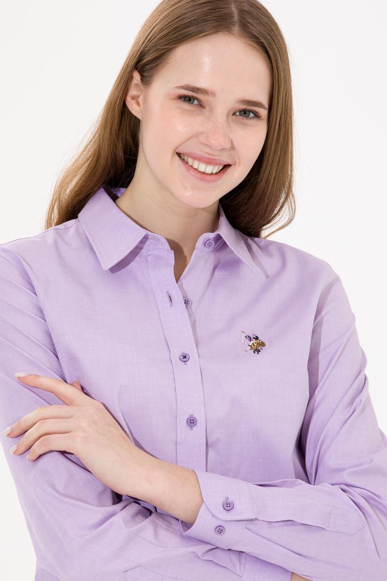 Kadın Lila Uzun Kollu Basic Gömlek - 50254249078