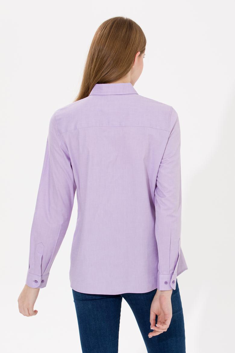 Kadın Lila Uzun Kollu Basic Gömlek - 50254249078