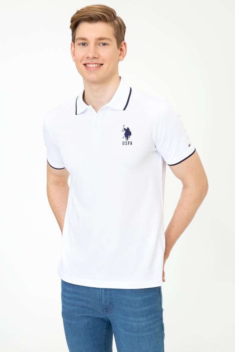 Erkek Beyaz Polo Yaka Basic T-Shirt