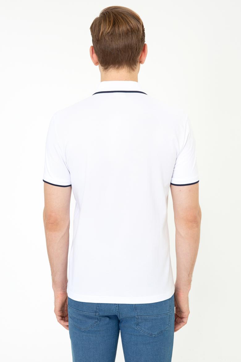 Erkek Beyaz Polo Yaka Basic T-Shirt - 50231766037