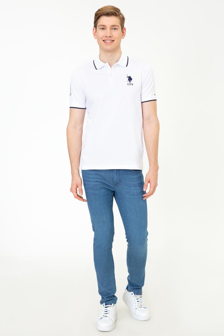 Erkek Beyaz Polo Yaka Basic T-Shirt - 50231766037