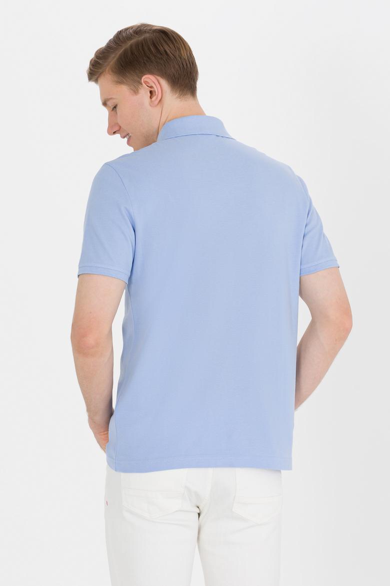 Erkek Mavi Basic Polo Yaka Tişört - 50264892096