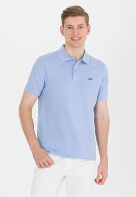 Erkek Mavi Basic Polo Yaka Tişört - 50264892096