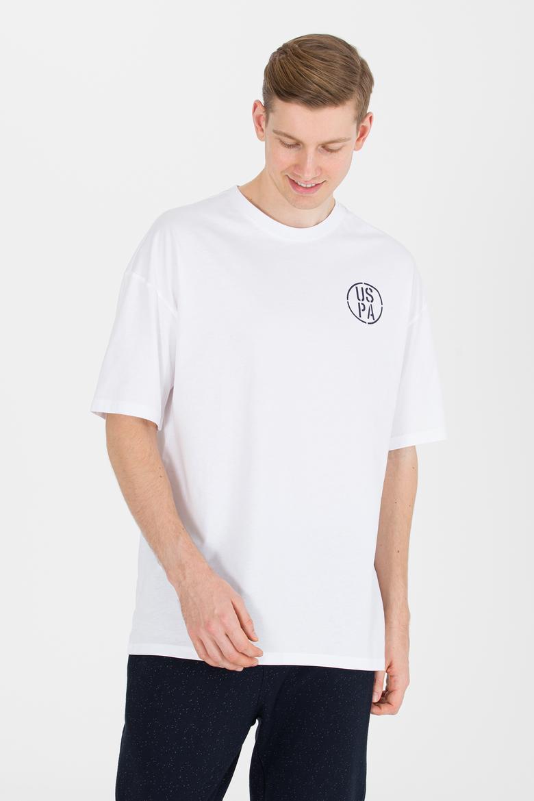 Erkek Beyaz Long Fit Bisiklet Yaka Tişört - 50264941009