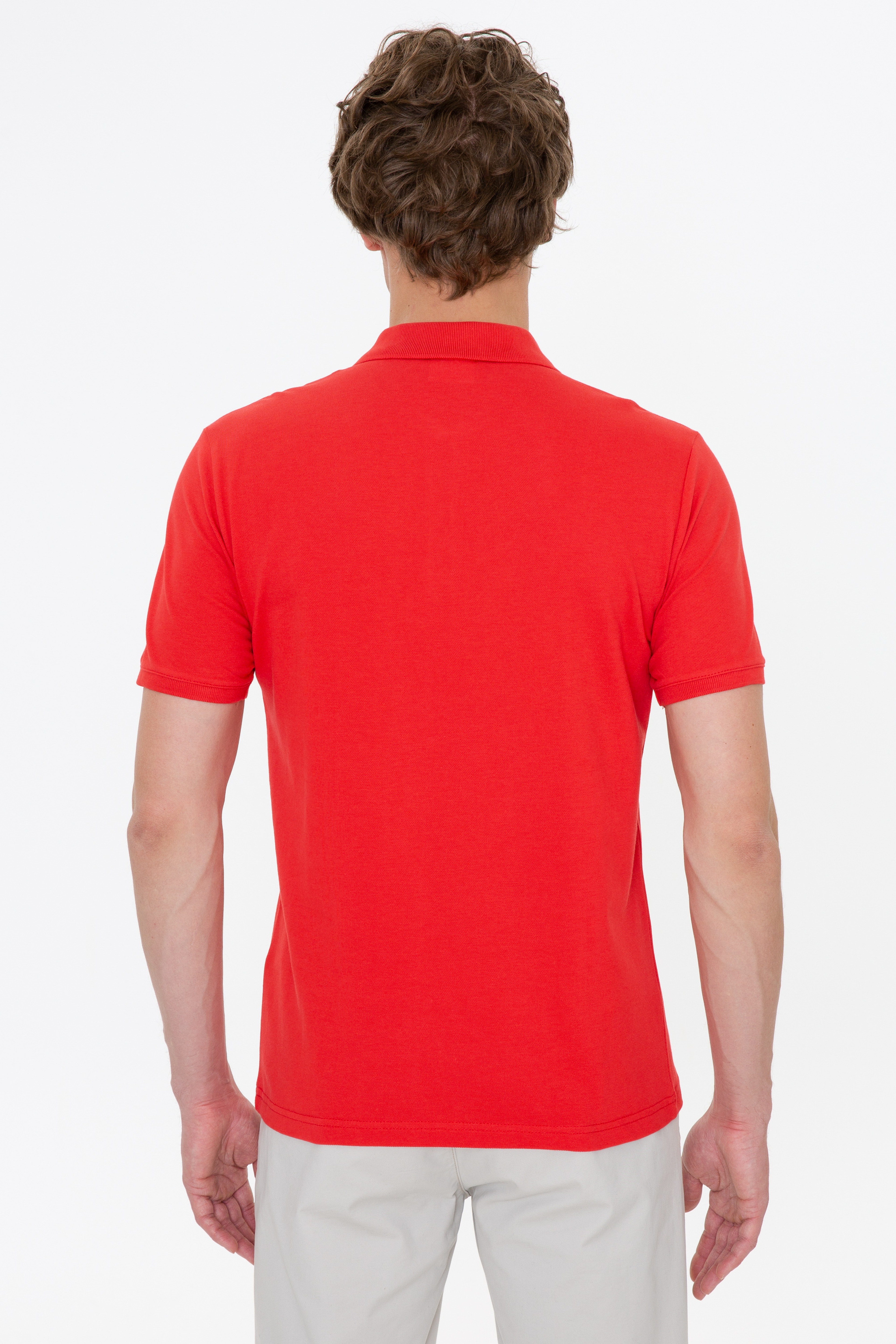 Erkek Açık Kırmızı Polo Yaka Basic T-Shirt - Image 4