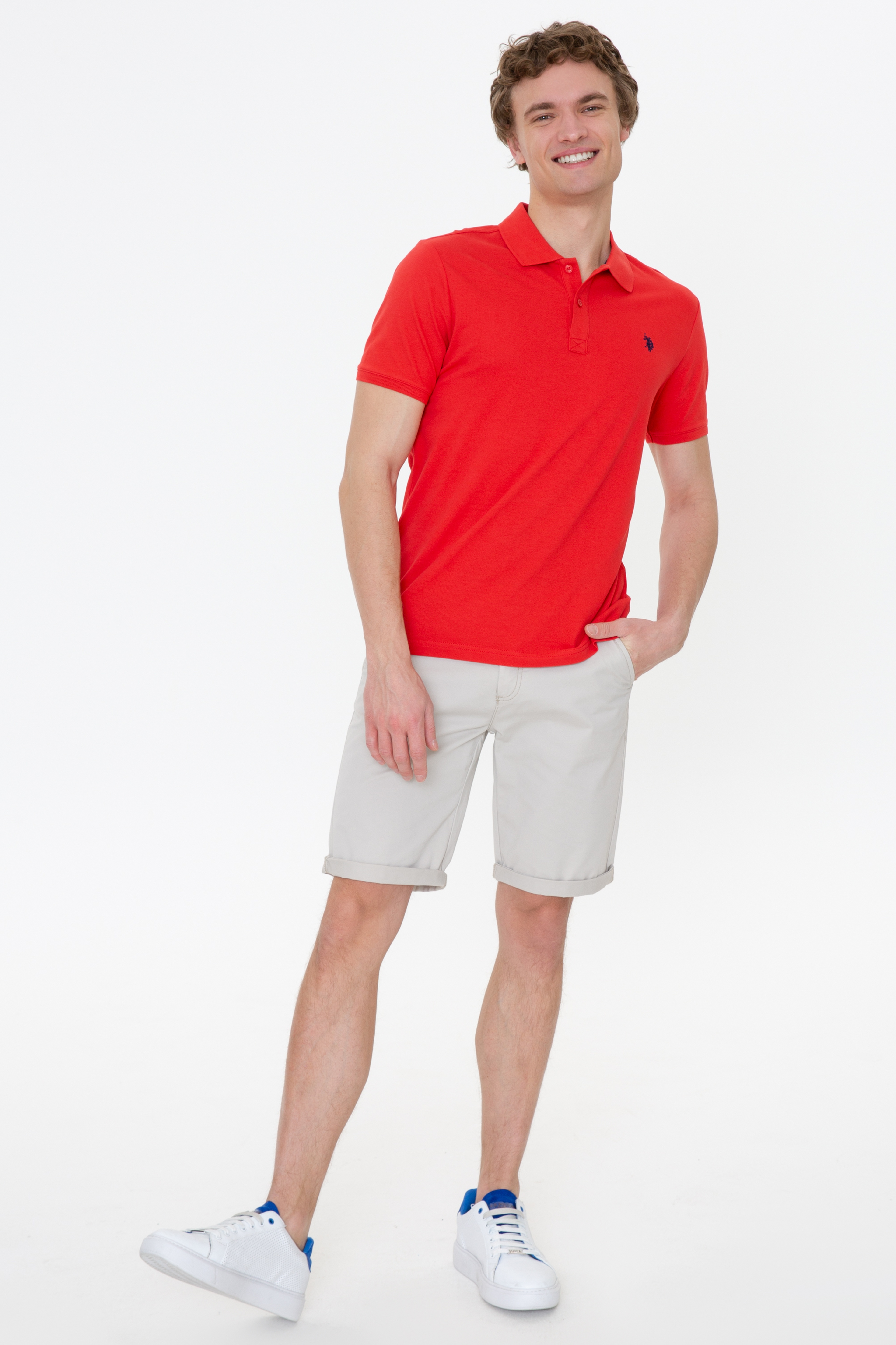 Erkek Açık Kırmızı Polo Yaka Basic T-Shirt
