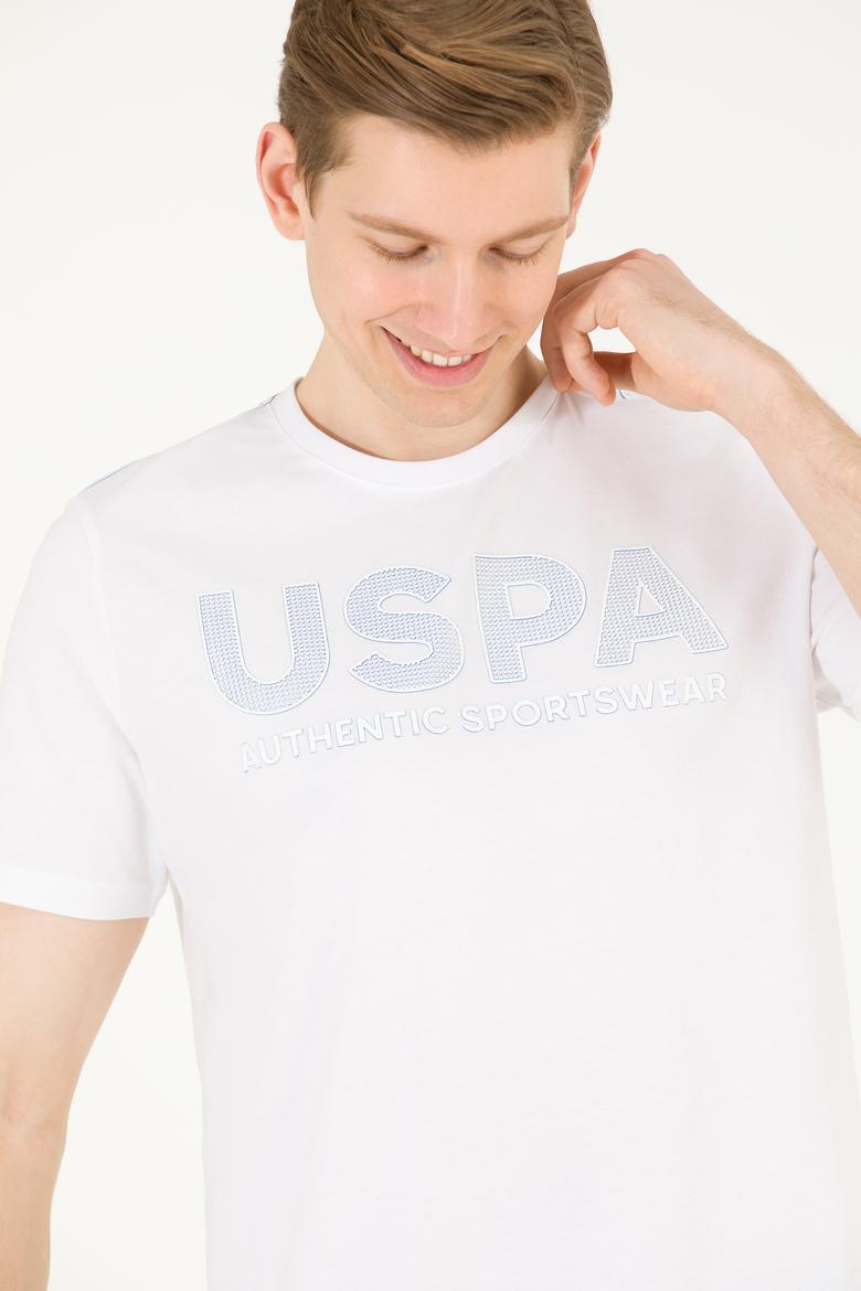 Erkek Beyaz Bisiklet Yaka Tişört - 50269180005