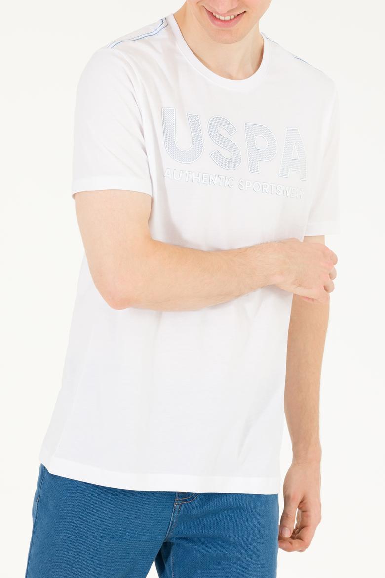 Erkek Beyaz Bisiklet Yaka Tişört - 50269180005