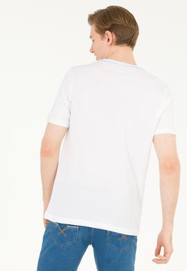 Erkek Beyaz Bisiklet Yaka Tişört - 50269180005