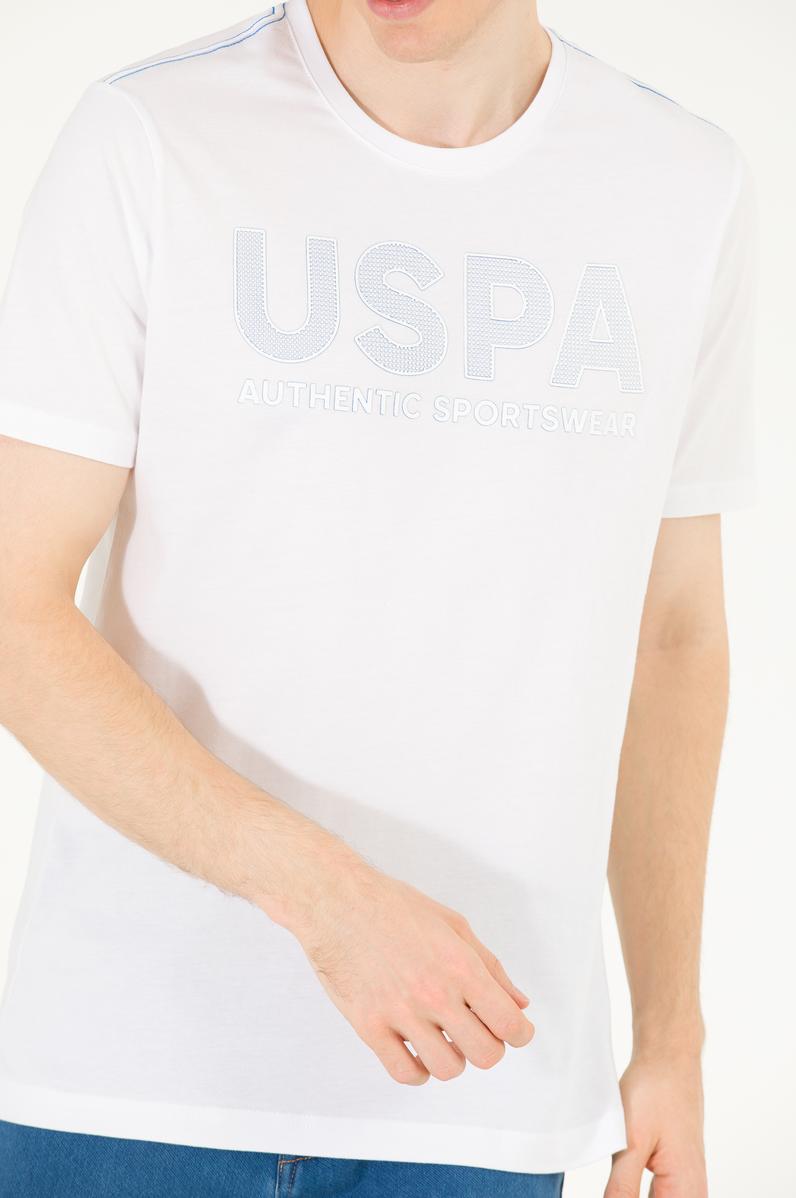 Erkek Beyaz Bisiklet Yaka Tişört