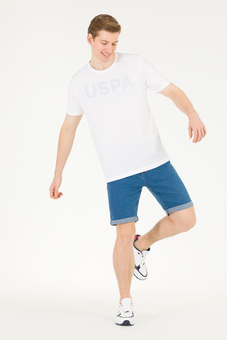 Erkek Beyaz Bisiklet Yaka Tişört