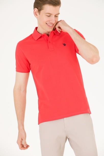 Erkek Kırmızı Basic Polo Yaka Tişört