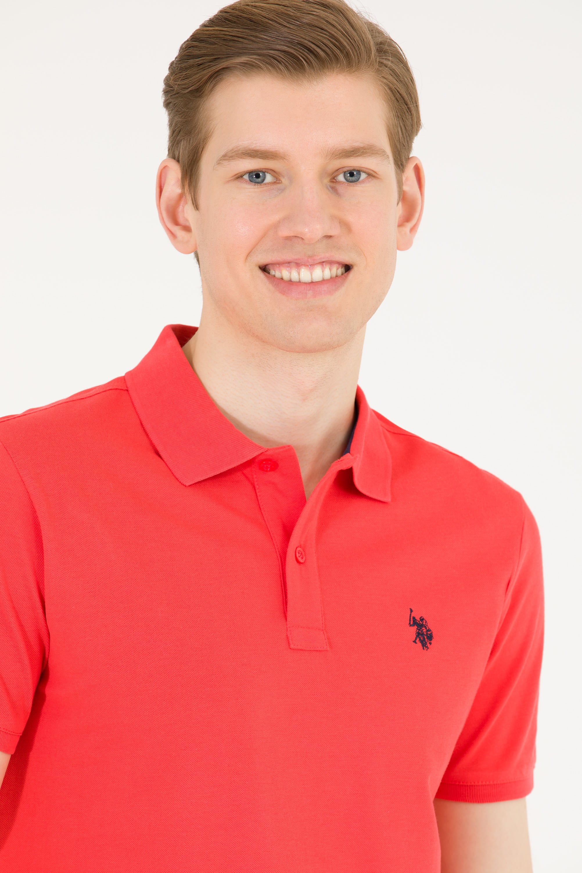 Erkek Kırmızı Basic Polo Yaka Tişört - Image 2