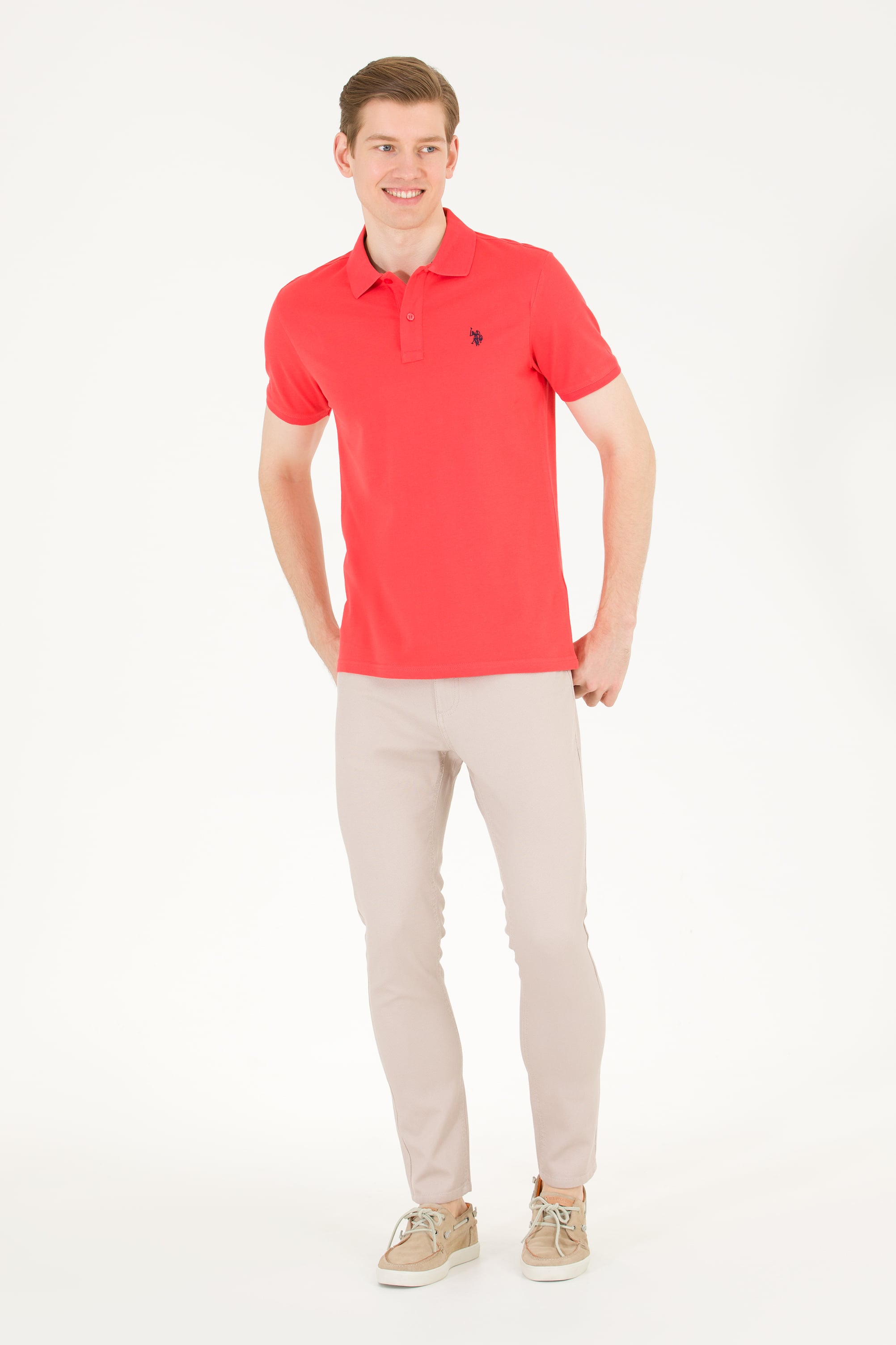 Erkek Kırmızı Basic Polo Yaka Tişört