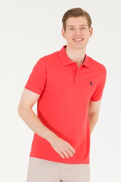 Erkek Kırmızı Basic Polo Yaka Tişört