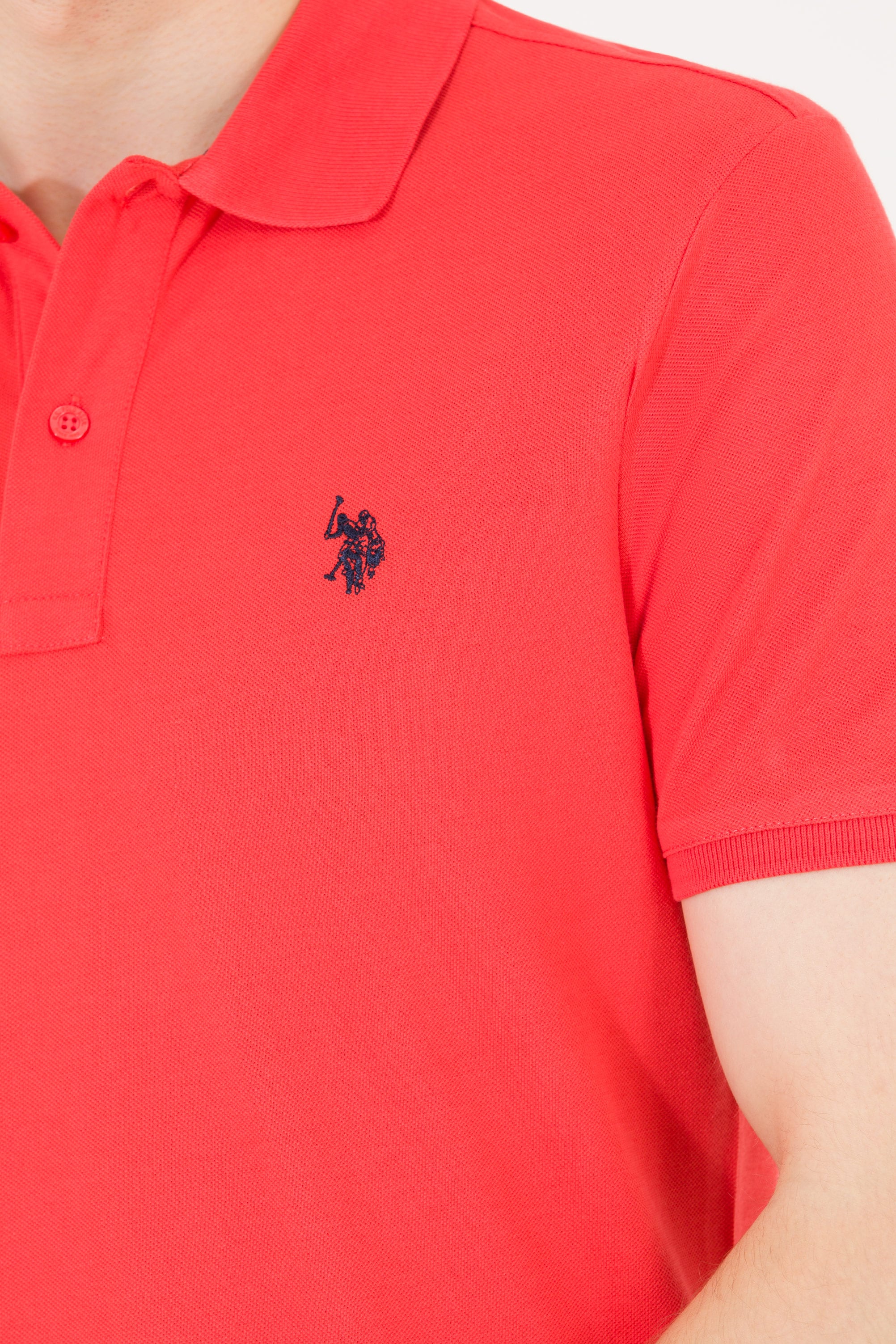 Erkek Kırmızı Basic Polo Yaka Tişört - Image 7