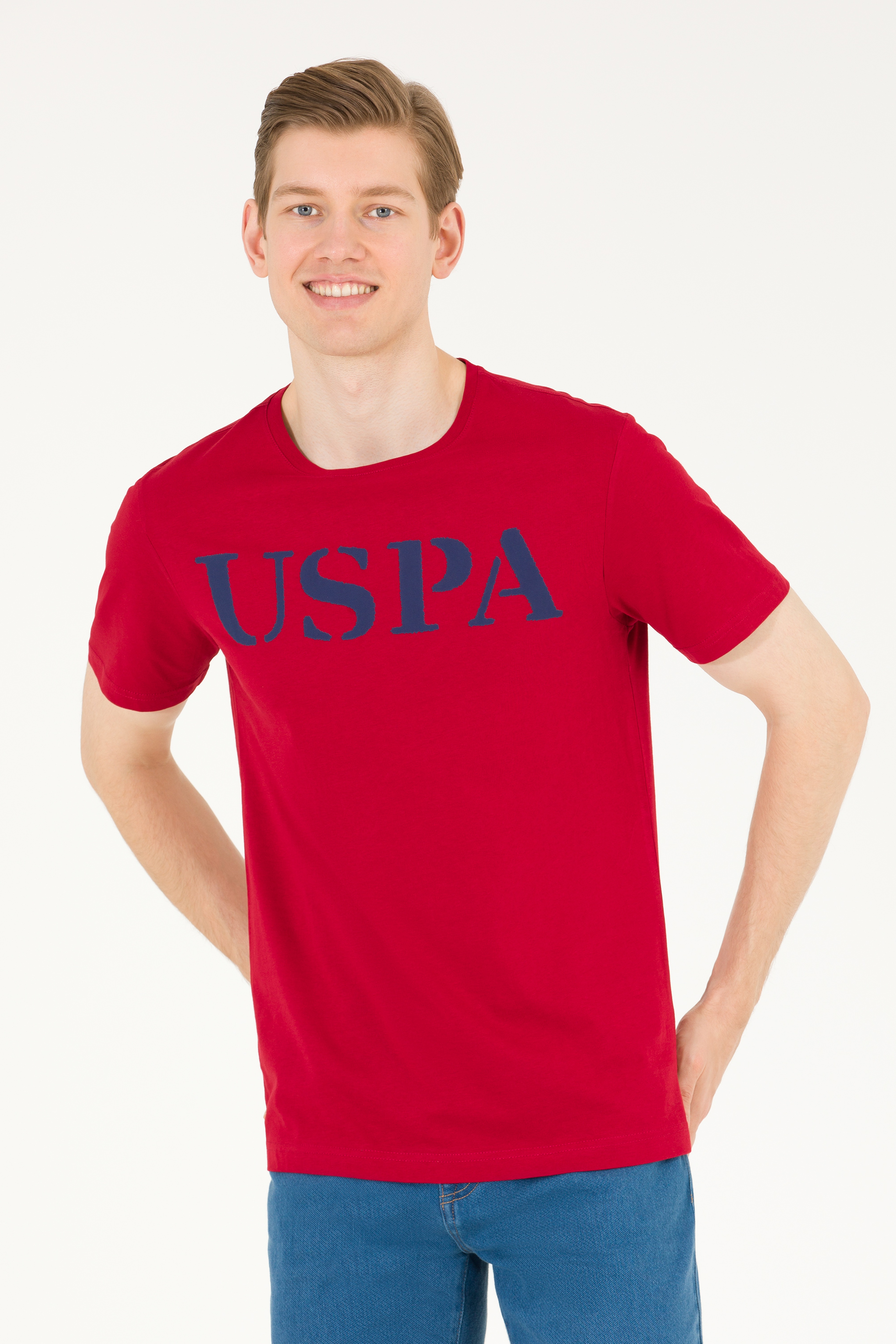 Erkek Bordo Basic Bisiklet Yaka Tişört - Image 1