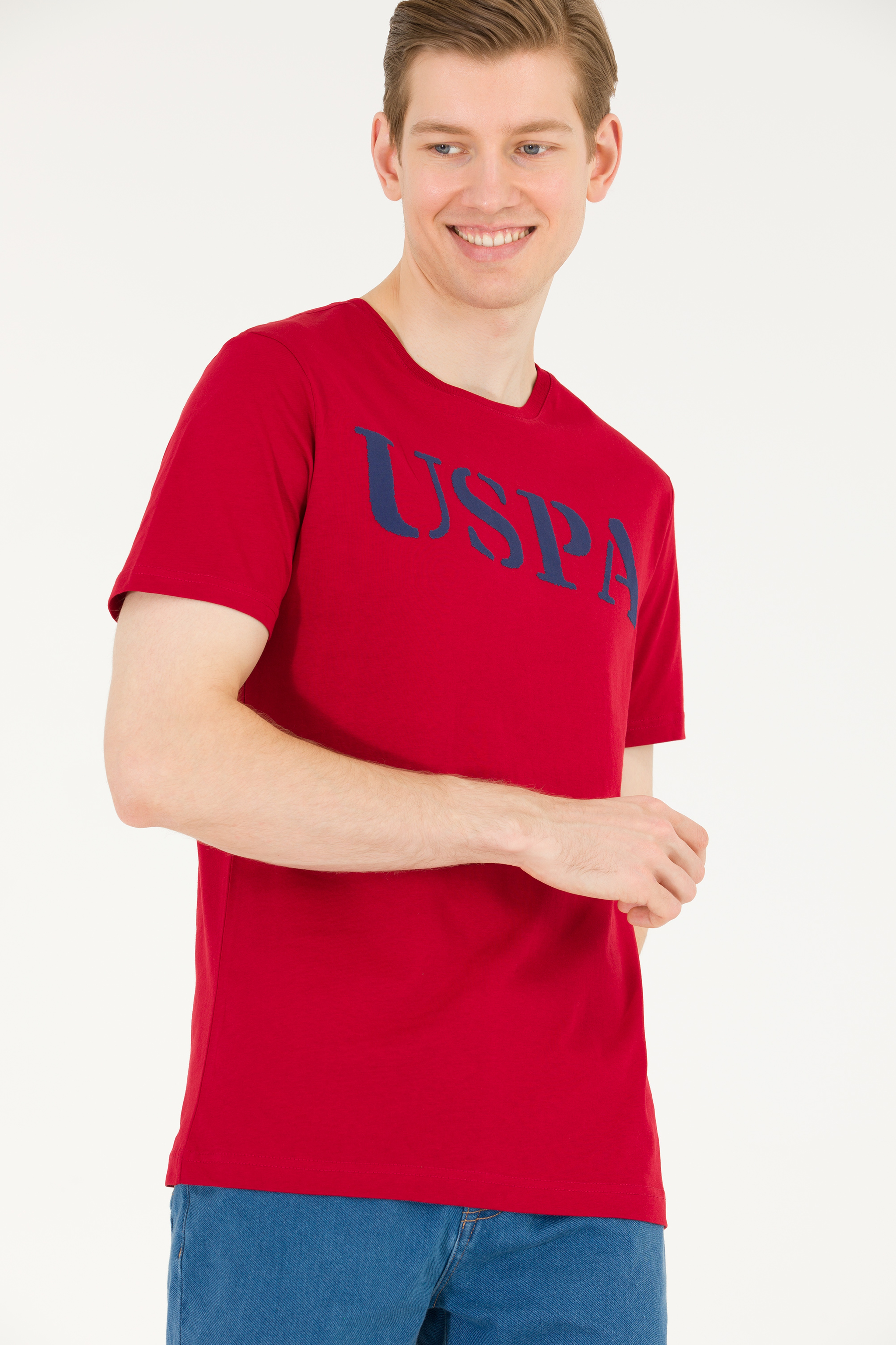 Erkek Bordo Basic Bisiklet Yaka Tişört - Image 2