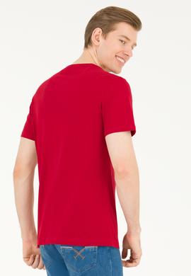 Erkek Bordo Basic Bisiklet Yaka Tişört - 50262976150