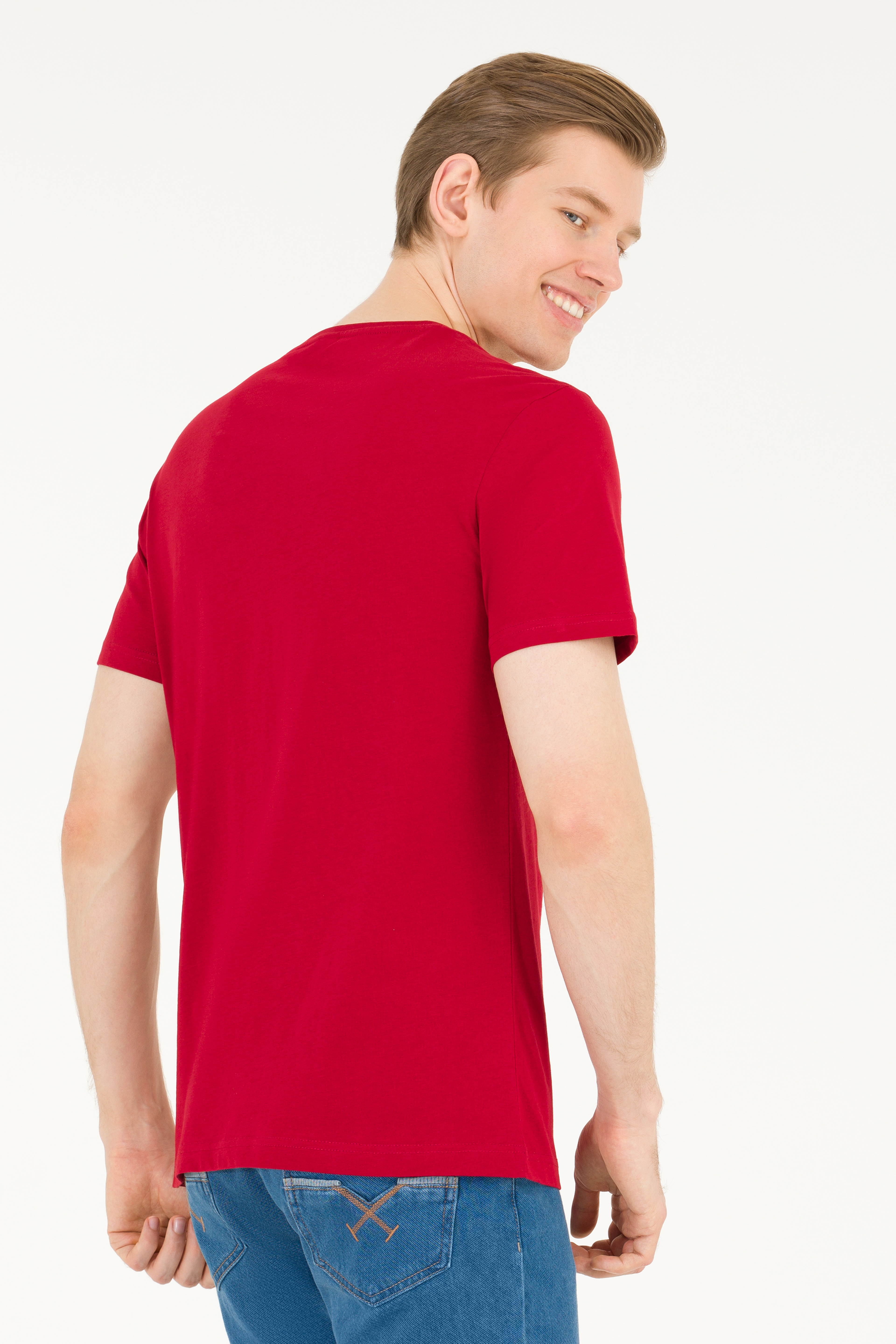 Erkek Bordo Basic Bisiklet Yaka Tişört