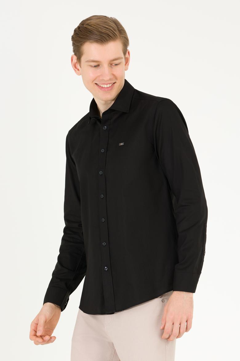 Erkek Siyah Uzun Kollu Basic Gömlek