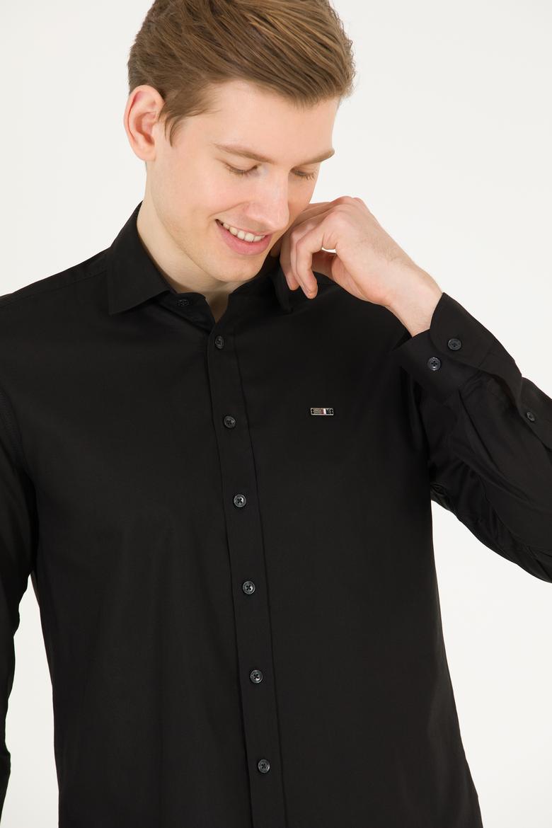 Erkek Siyah Uzun Kollu Basic Gömlek - 50263048042