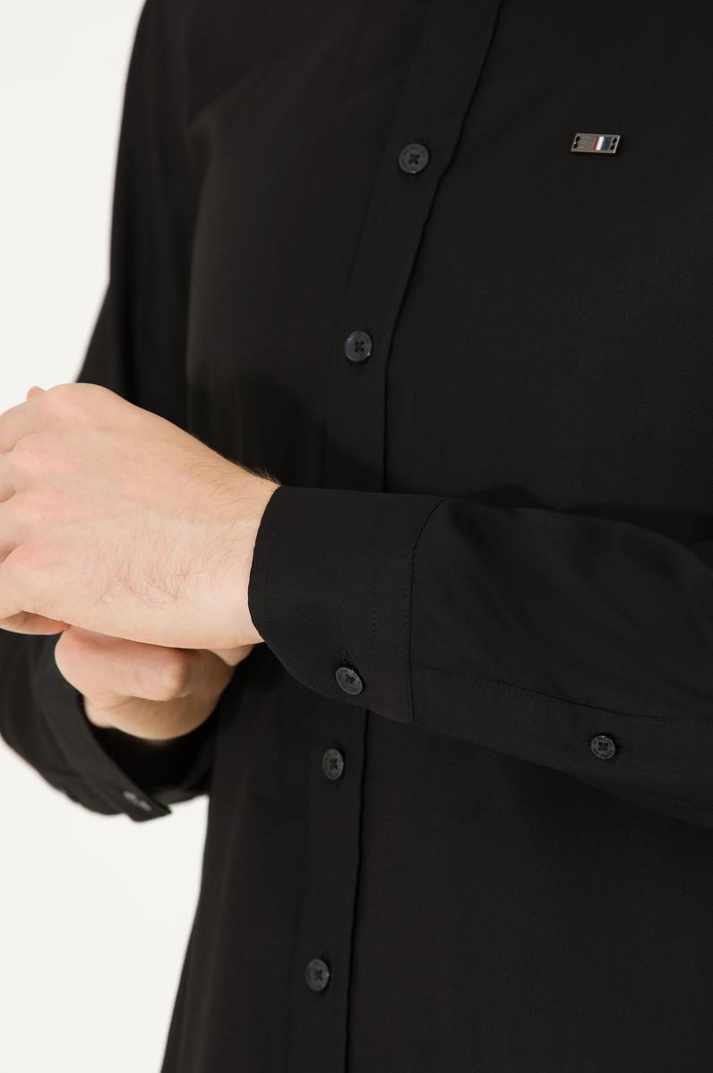 Erkek Siyah Uzun Kollu Basic Gömlek