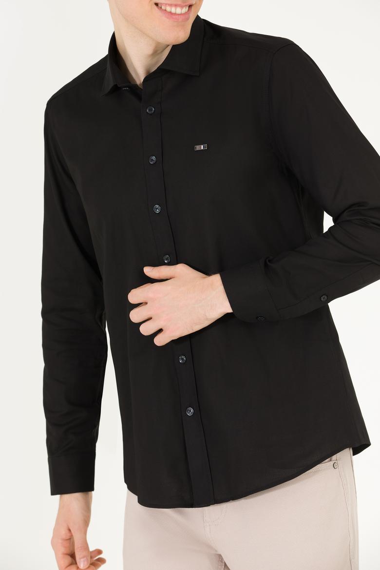 Erkek Siyah Uzun Kollu Basic Gömlek - 50263048042