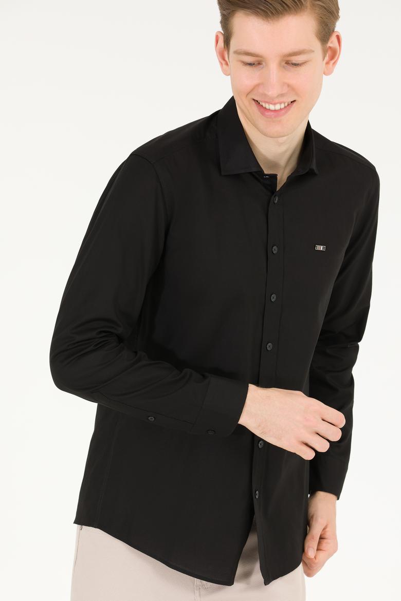 Erkek Siyah Uzun Kollu Basic Gömlek - 50263048042
