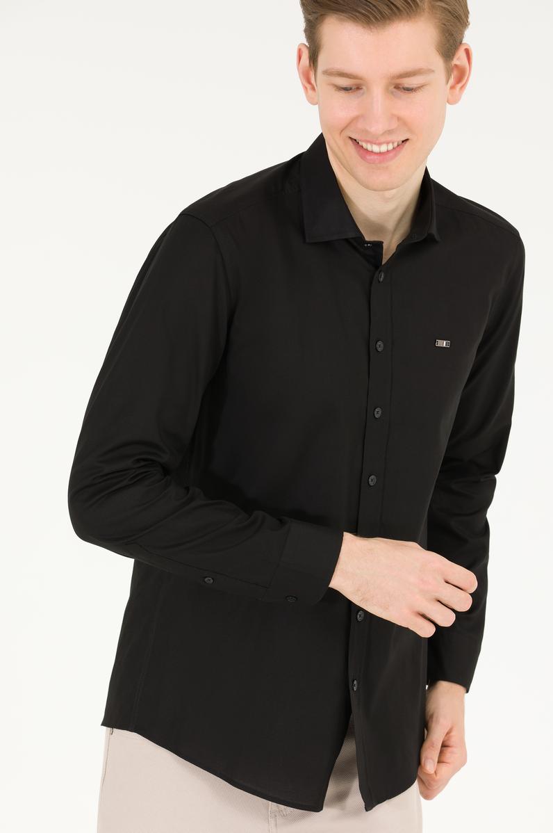 Erkek Siyah Uzun Kollu Basic Gömlek