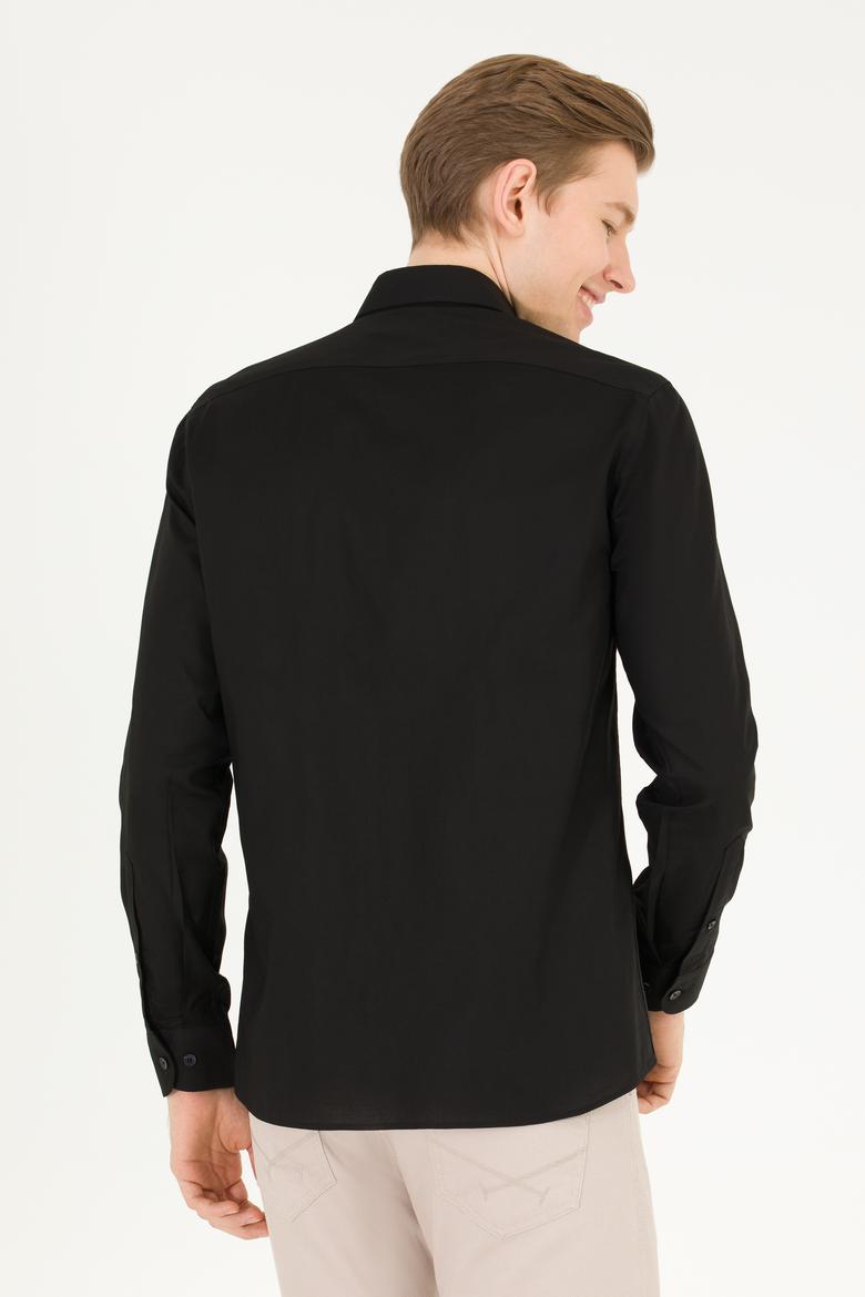 Erkek Siyah Uzun Kollu Basic Gömlek - 50263048042