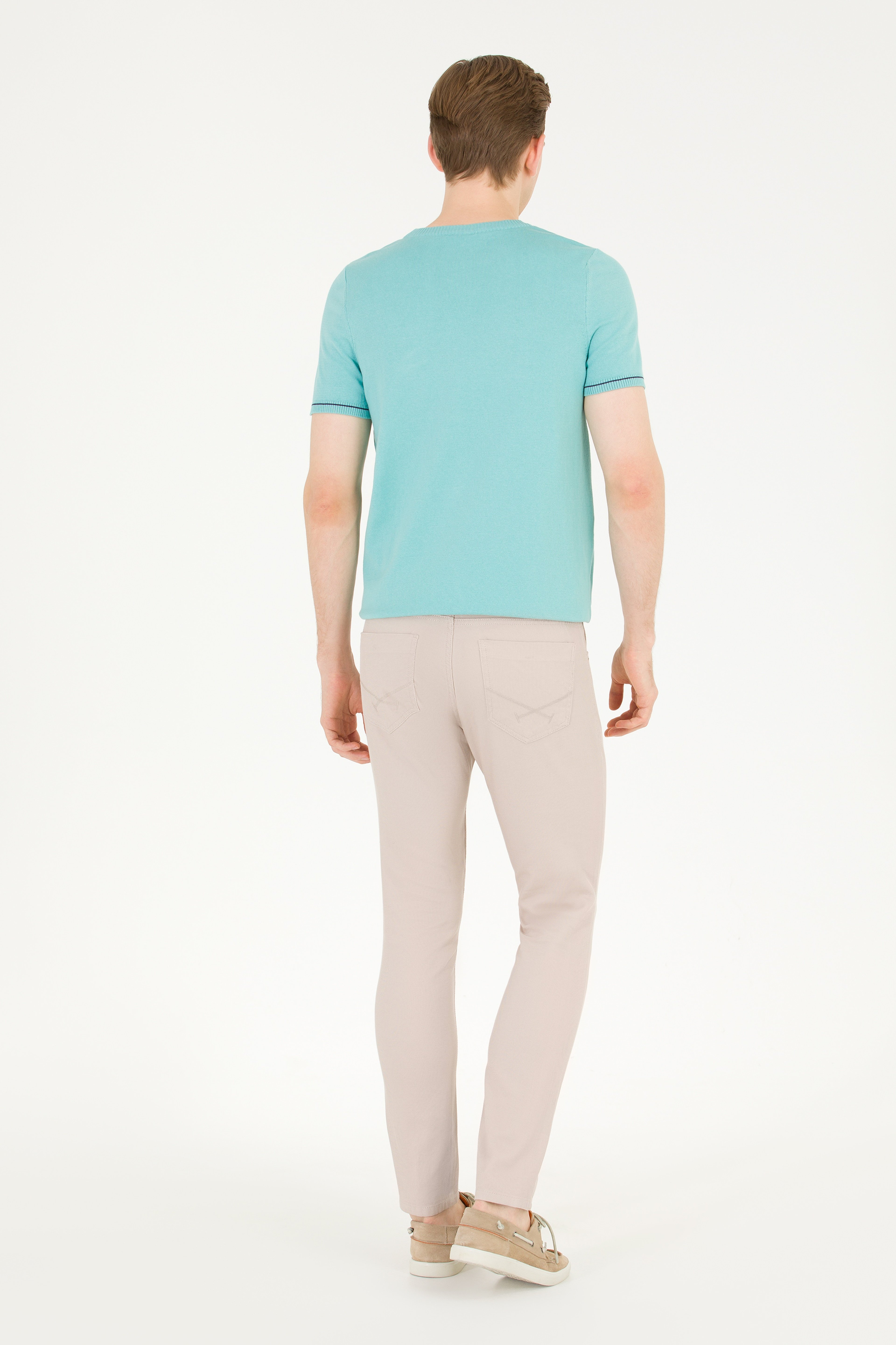 Erkek Slim Fit Taş Kanvas / Chino Pantolon - Image 4