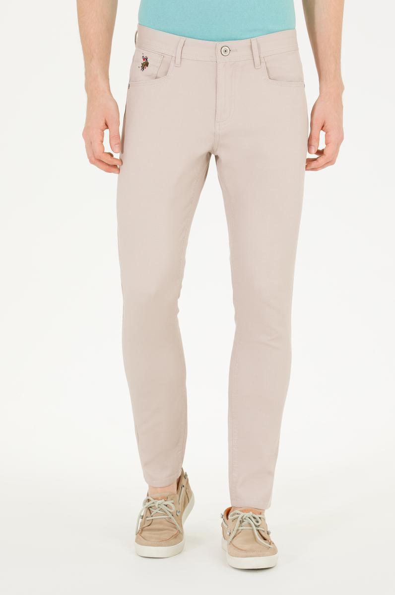 Erkek Slim Fit Taş Kanvas / Chino Pantolon