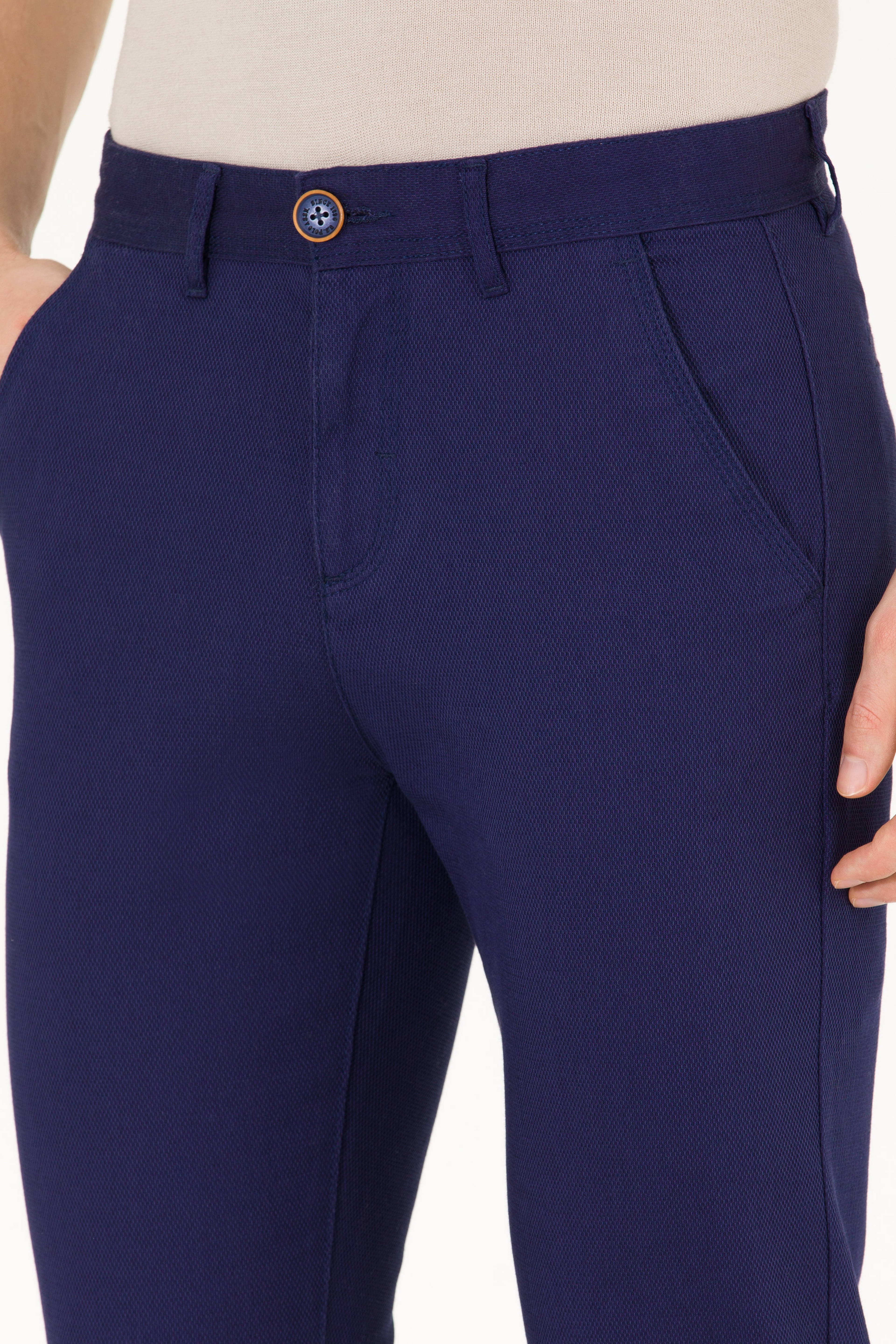 Erkek Slim Fit Lacivert Kanvas / Chino Pantolon - Image 5