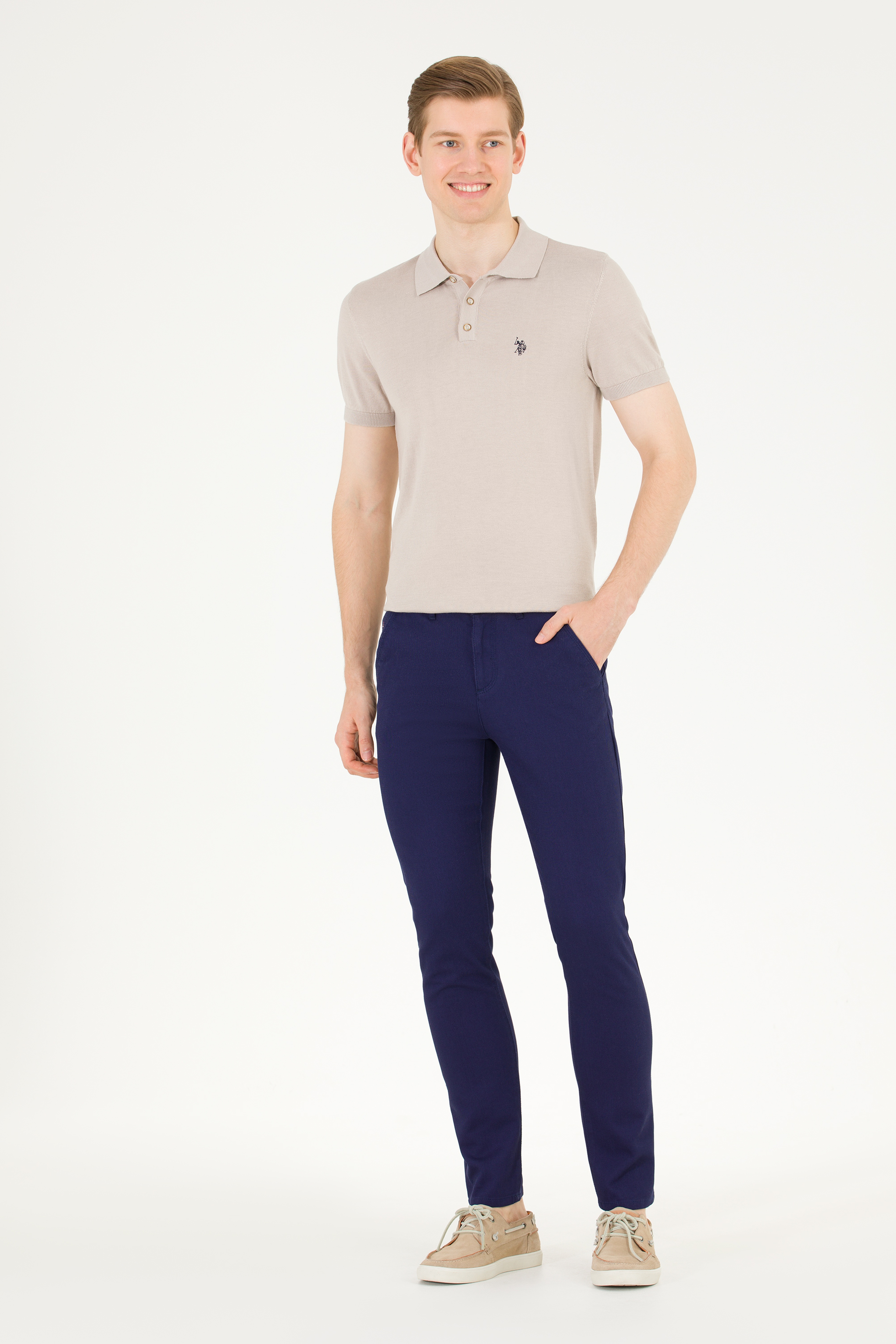 Erkek Slim Fit Lacivert Kanvas / Chino Pantolon - Image 3