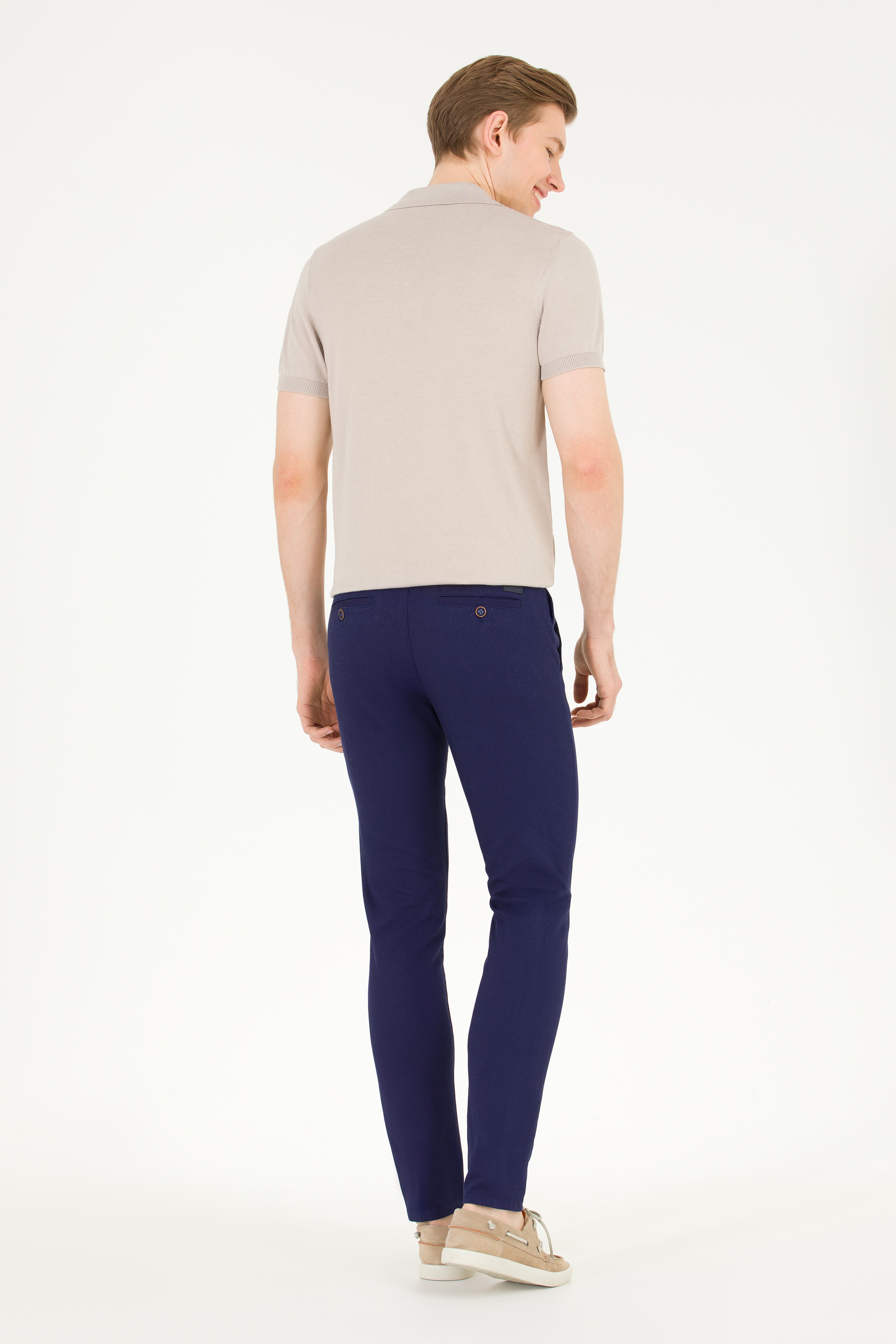 Erkek Slim Fit Lacivert Kanvas / Chino Pantolon - Image 4