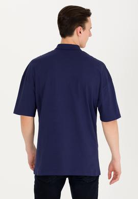 Erkek Lacivert Oversize Polo Yaka Tişört - 50265062007