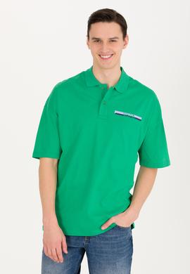 Erkek Yeşil Oversize Polo Yaka Tişört - 50265062037